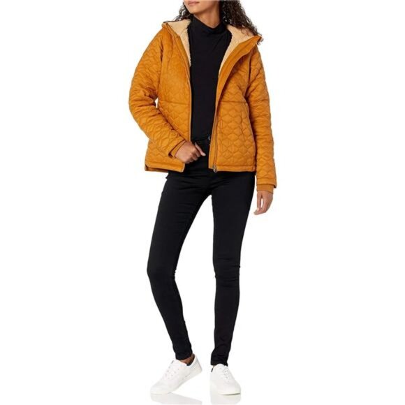 Womens Lightweight Quilted Full-Zip Water-Resistant Sherpa-Lined Hooded Puffer - Picture 4 of 7